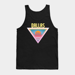 Dallas City Skyline Silhouette Sunrise Retro 80's / 90's Vaporwave Aesthetics - Bright Vintage Design For Sunny Summer Days Tank Top